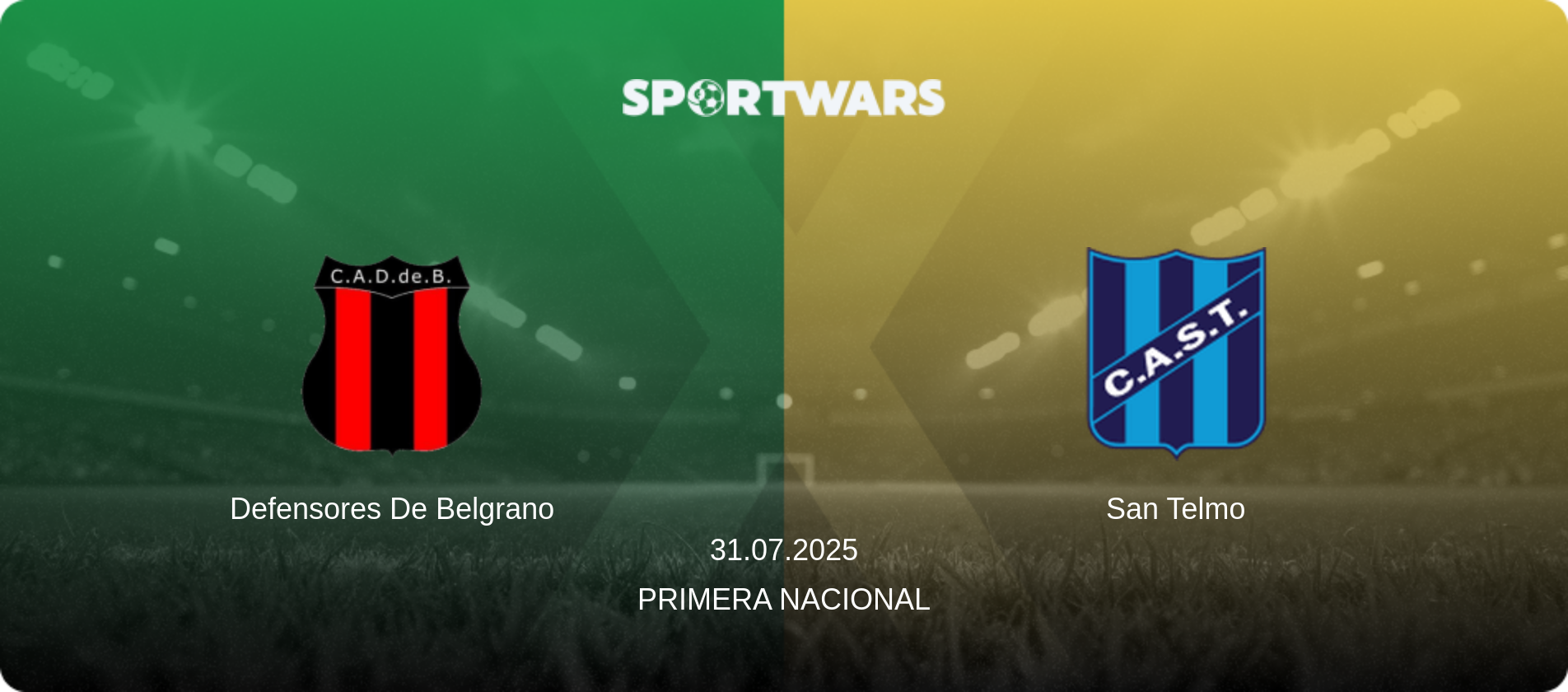 Defensores De Belgrano — San Telmo, 31.07.2025 — Primera Nacional (match preview)
