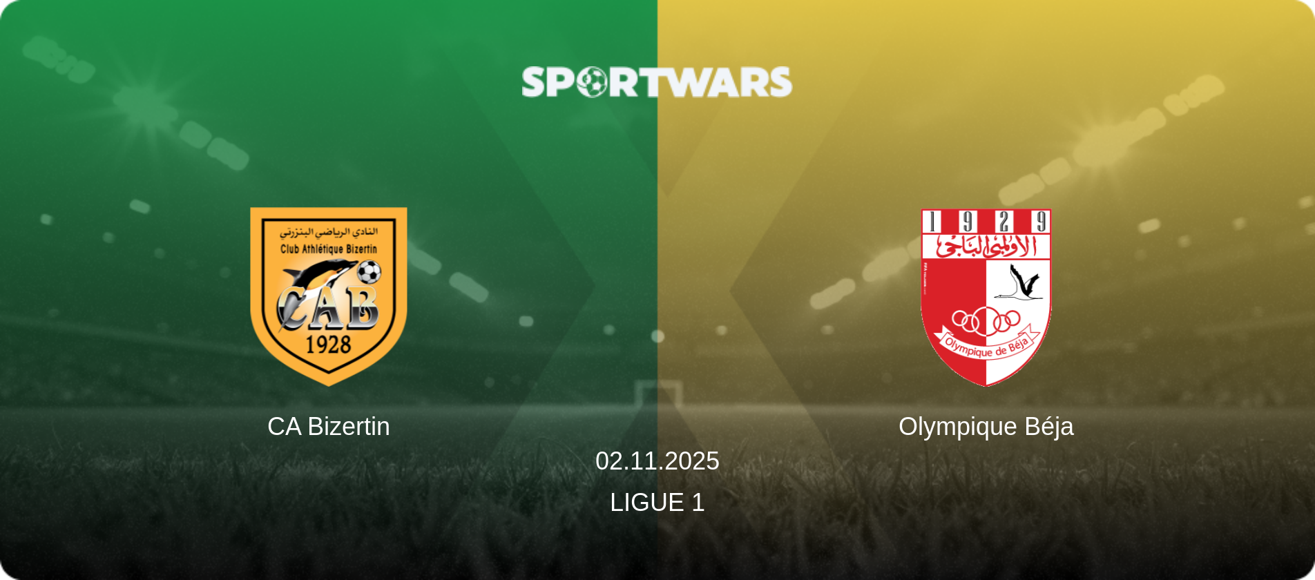 CA Bizertin — Olympique Béja, 02.11.2025 — Ligue 1 (match preview)