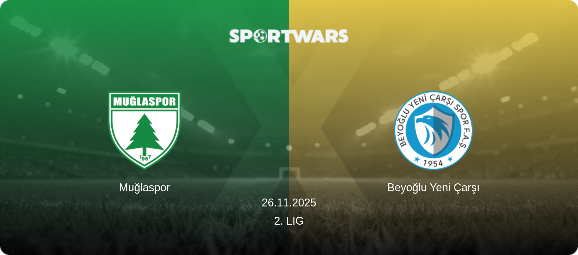 Muğlaspor — Beyoğlu Yeni Çarşı, 26.11.2025 — 2. Lig (match preview)