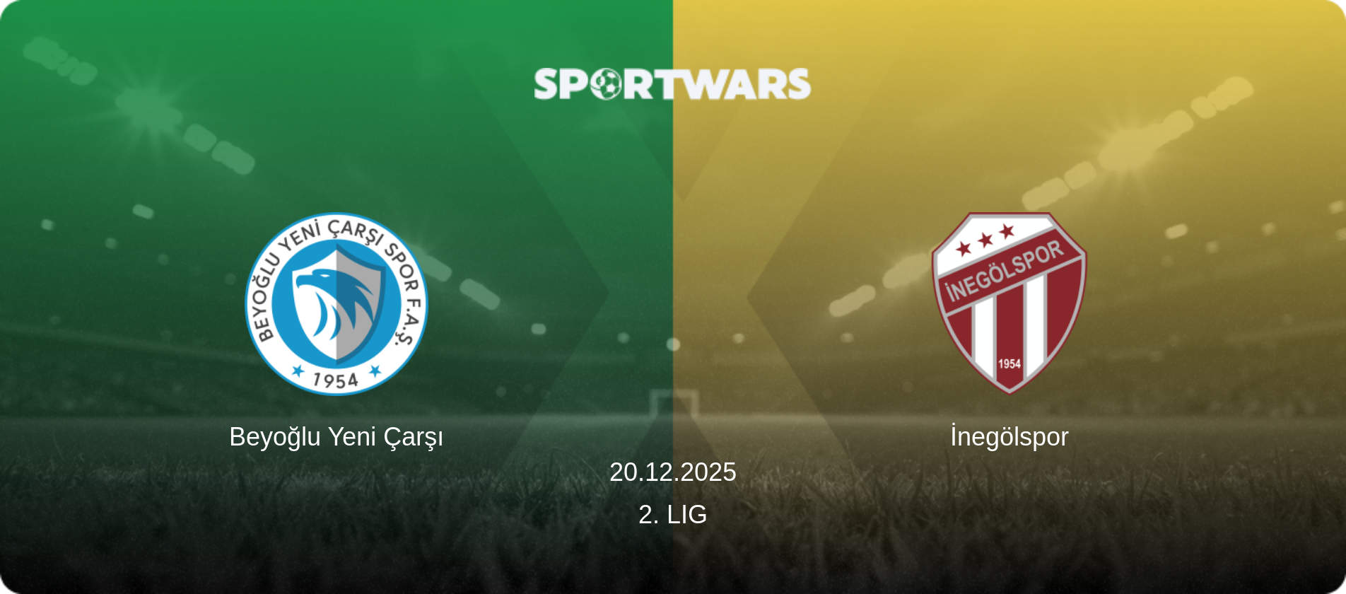 Beyoğlu Yeni Çarşı — İnegölspor, 20.12.2025 — 2. Lig (match preview)