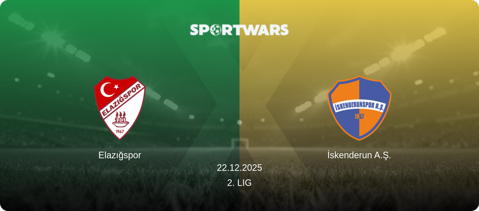 Elazığspor — İskenderun A.Ş., 22.12.2025 — 2. Lig (match preview)