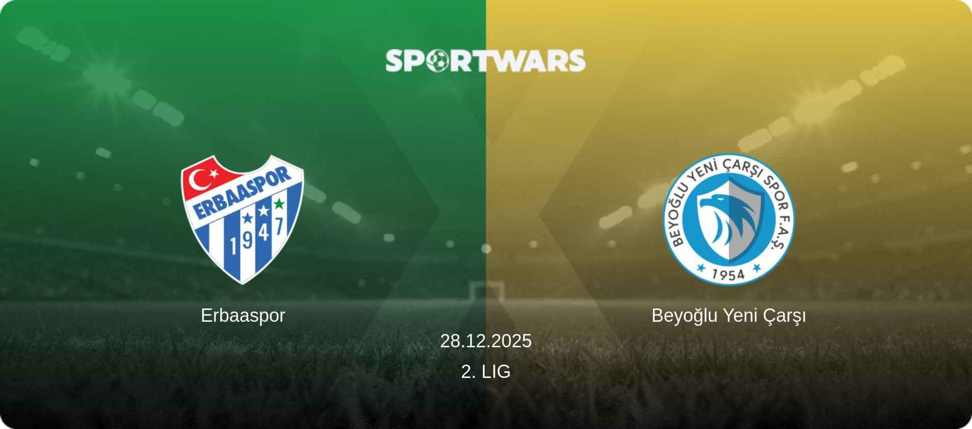 Erbaaspor — Beyoğlu Yeni Çarşı, 28.12.2025 — 2. Lig (match preview)