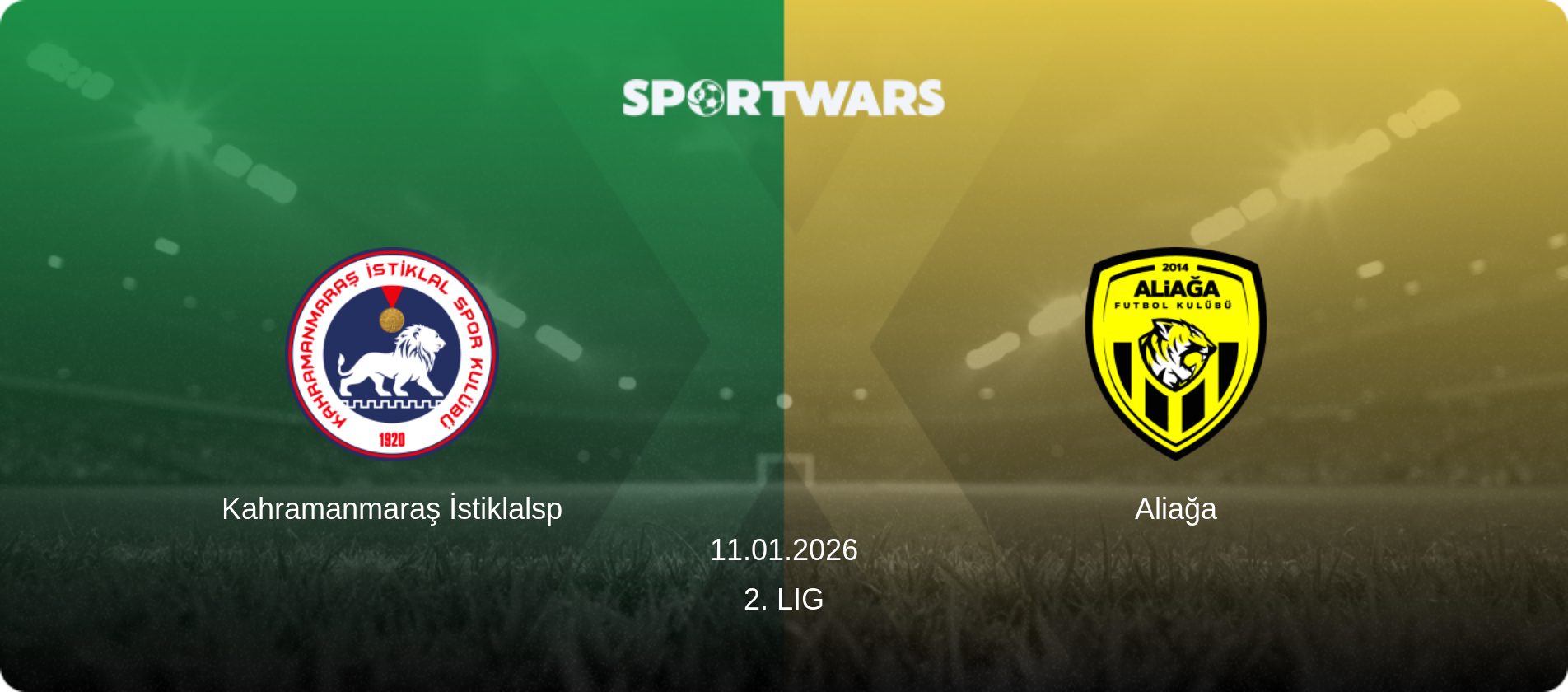 Kahramanmaraş İstiklalsp — Aliağa, 11.01.2026 — 2. Lig (match preview)