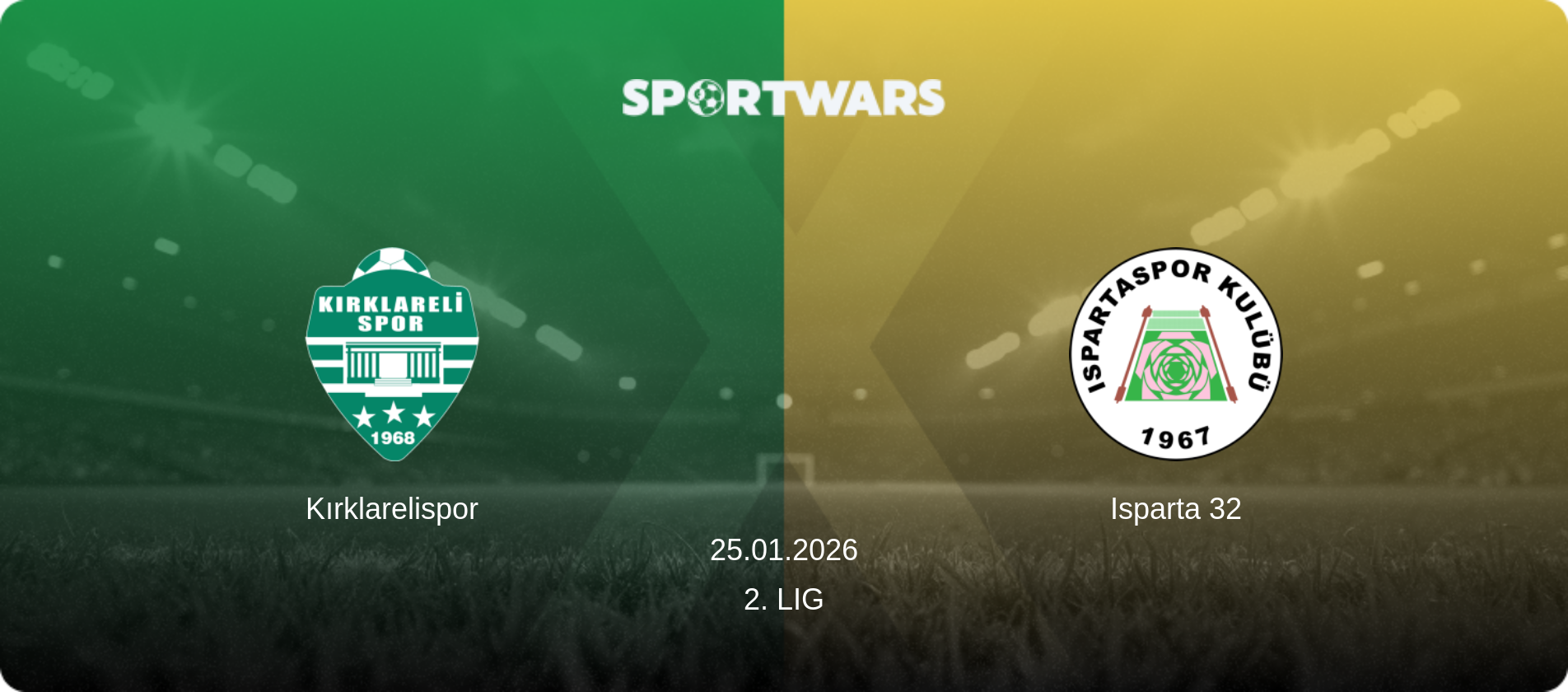 Kırklarelispor — Isparta 32, 25.01.2026 — 2. Lig (match preview)