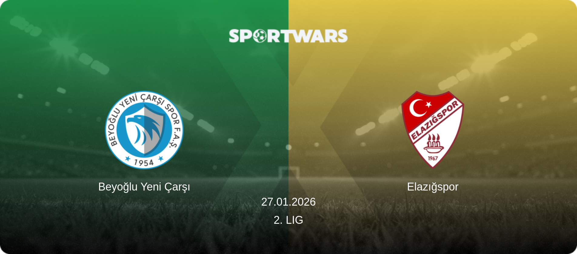Beyoğlu Yeni Çarşı — Elazığspor, 27.01.2026 — 2. Lig (match preview)