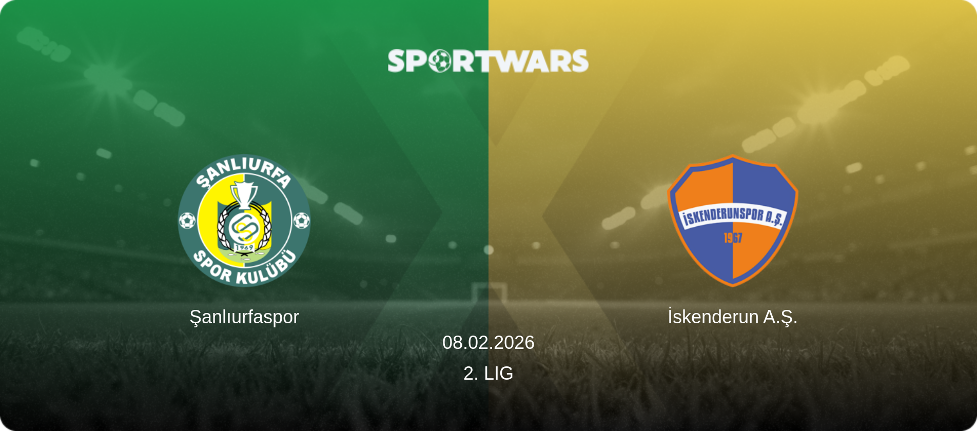 Şanlıurfaspor — İskenderun A.Ş., 08.02.2026 — 2. Lig (match preview)
