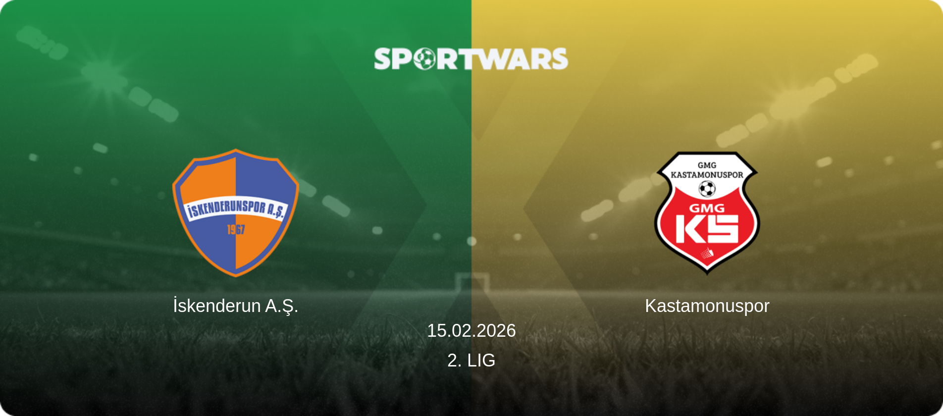 İskenderun A.Ş. — Kastamonuspor, 15.02.2026 — 2. Lig (match preview)