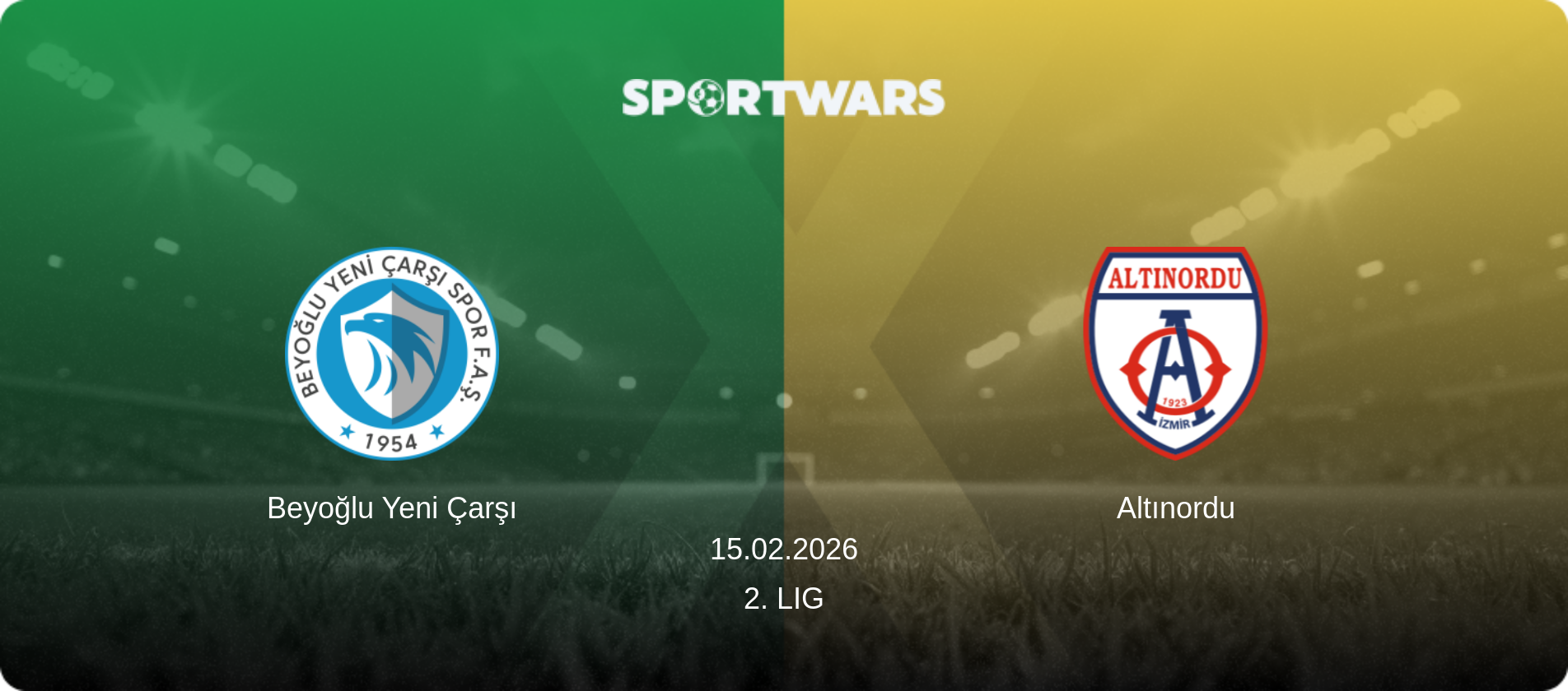 Beyoğlu Yeni Çarşı — Altınordu, 15.02.2026 — 2. Lig (match preview)