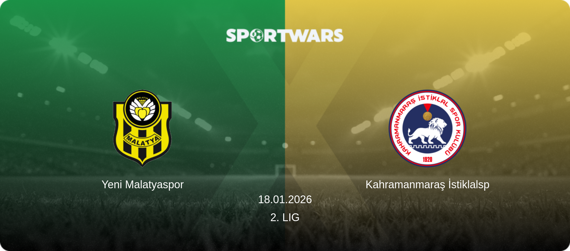 Yeni Malatyaspor — Kahramanmaraş İstiklalsp, 18.01.2026 — 2. Lig (match preview)
