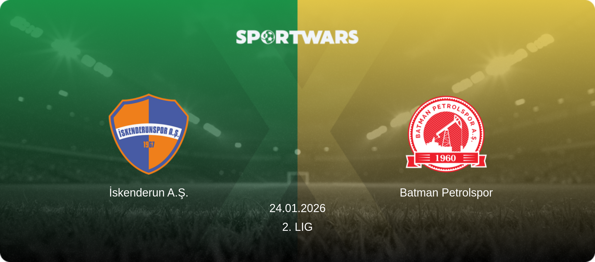 İskenderun A.Ş. — Batman Petrolspor, 24.01.2026 — 2. Lig (match preview)