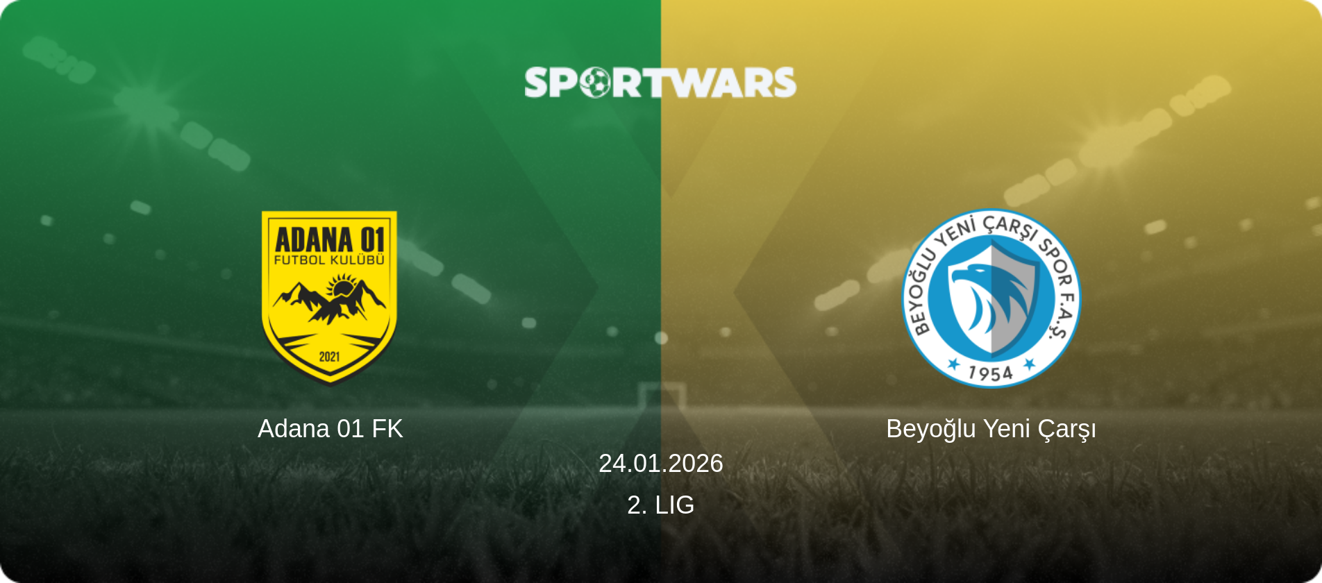 Adana 01 FK — Beyoğlu Yeni Çarşı, 24.01.2026 — 2. Lig (match preview)