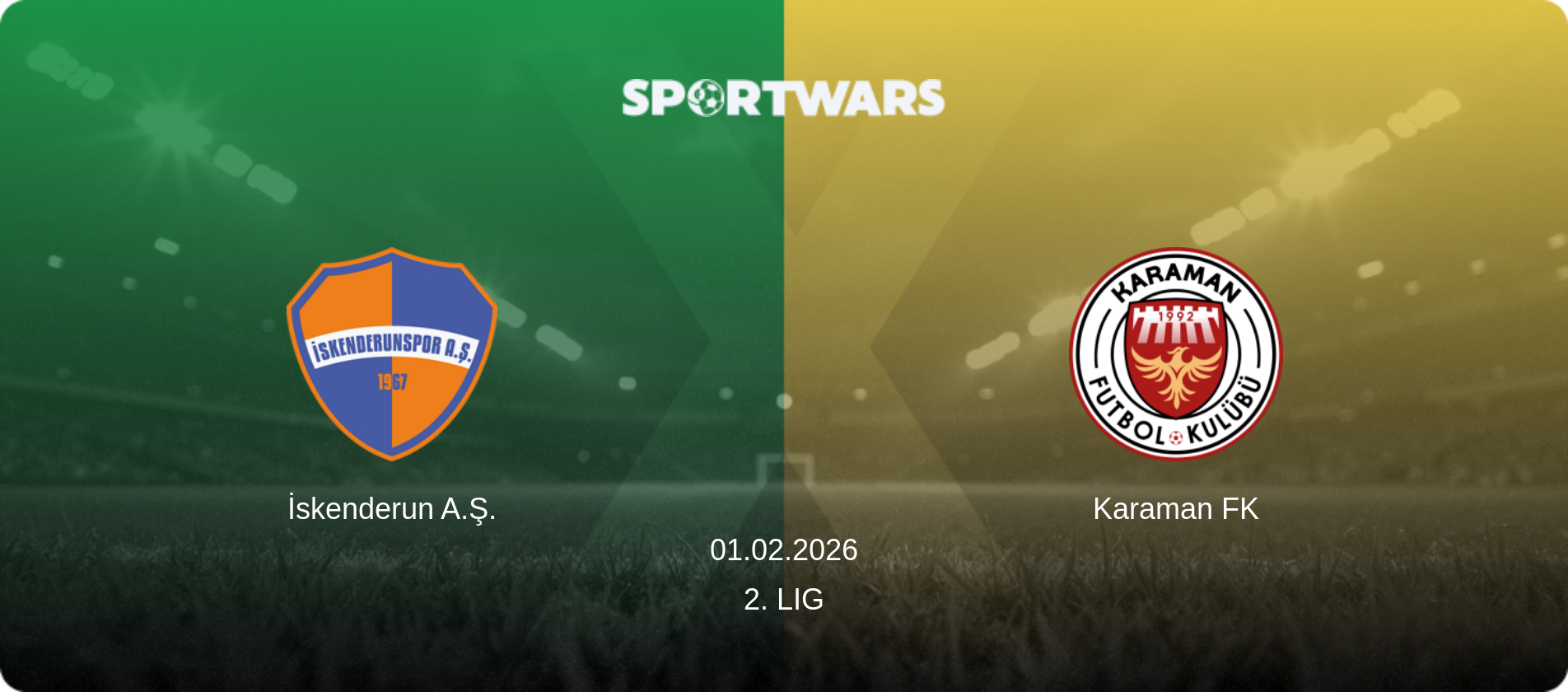 İskenderun A.Ş. — Karaman FK, 01.02.2026 — 2. Lig (match preview)