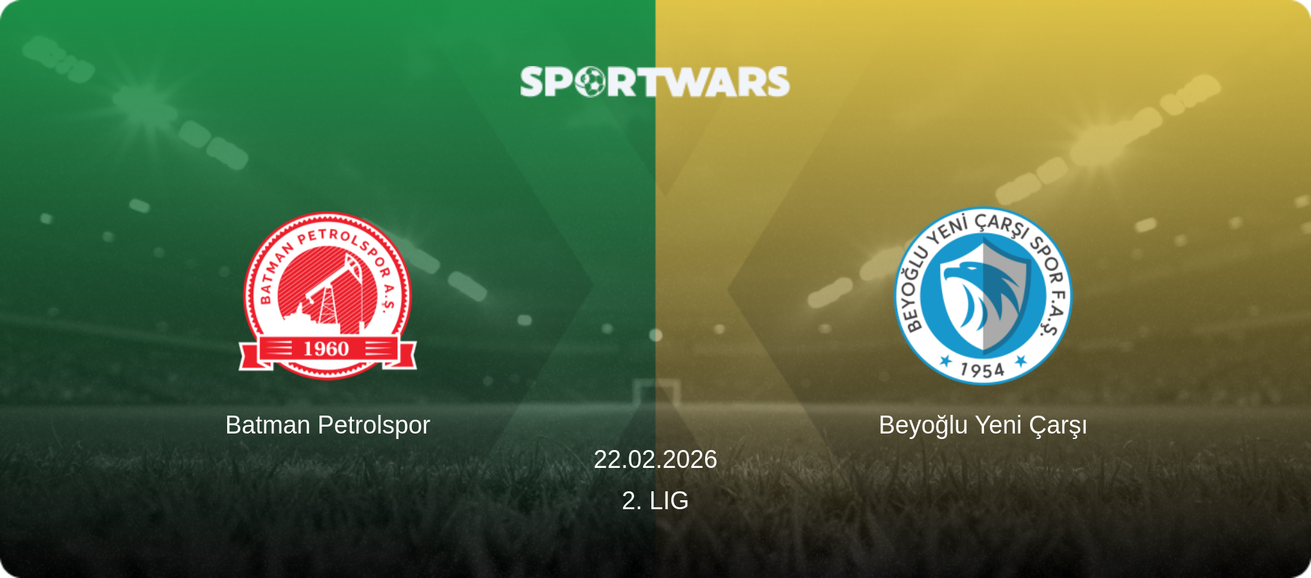Batman Petrolspor — Beyoğlu Yeni Çarşı, 22.02.2026 — 2. Lig (match preview)