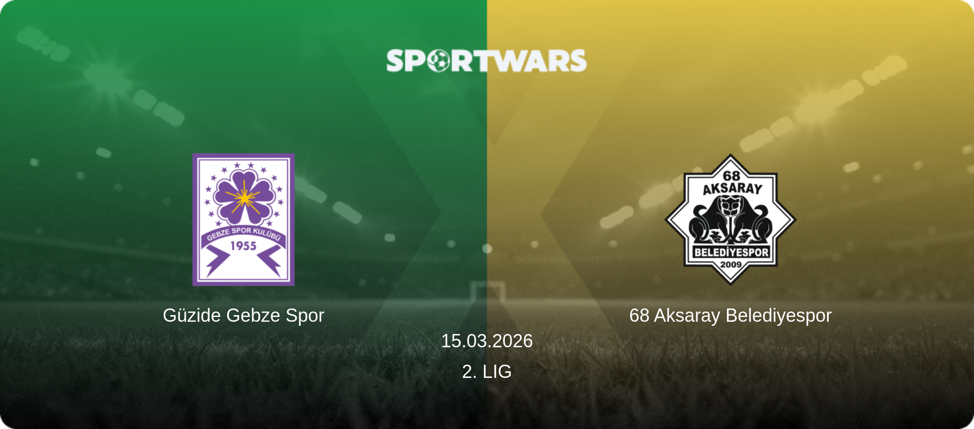 Güzide Gebze Spor — 68 Aksaray Belediyespor, 15.03.2026 — 2. Lig (match preview)