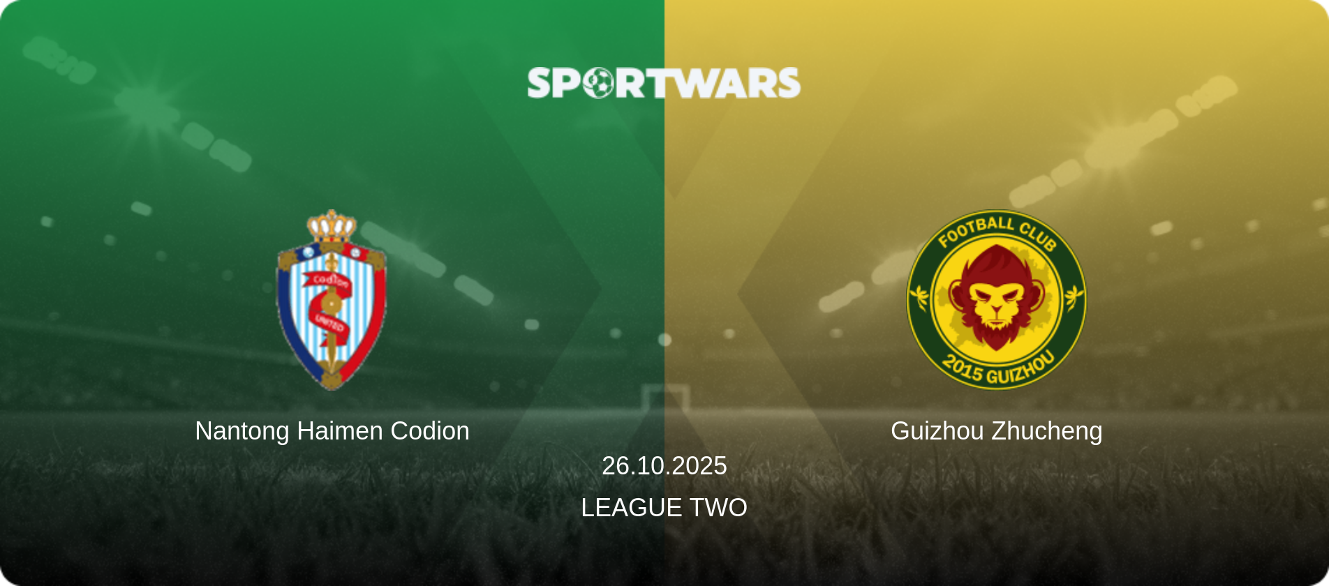 Nantong Haimen Codion — Guizhou Zhucheng, 26.10.2025 — League Two (match preview)