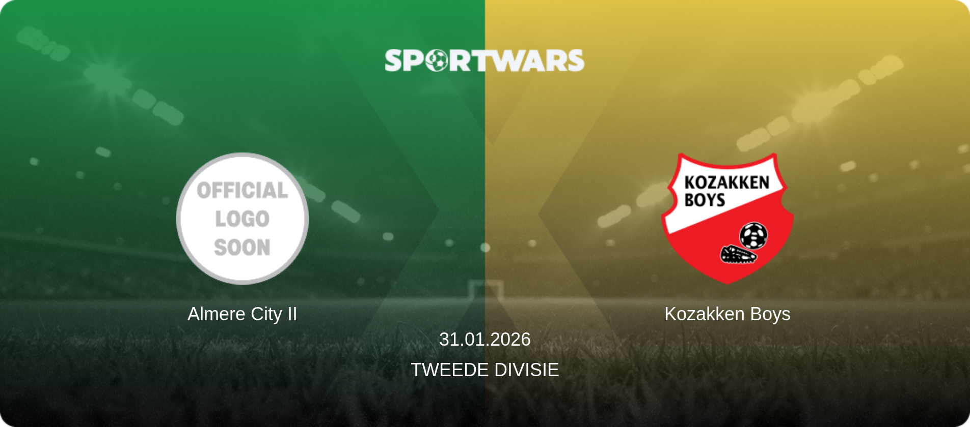 Almere City II — Kozakken Boys, 31.01.2026 — Tweede Divisie (match preview)