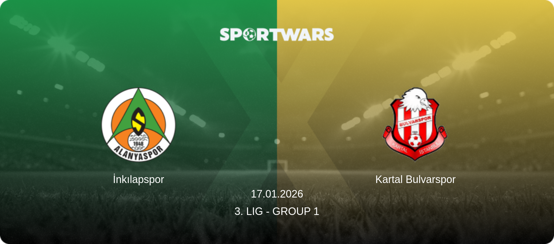 İnkılapspor — Kartal Bulvarspor, 17.01.2026 — 3. Lig - Group 1 (match preview)