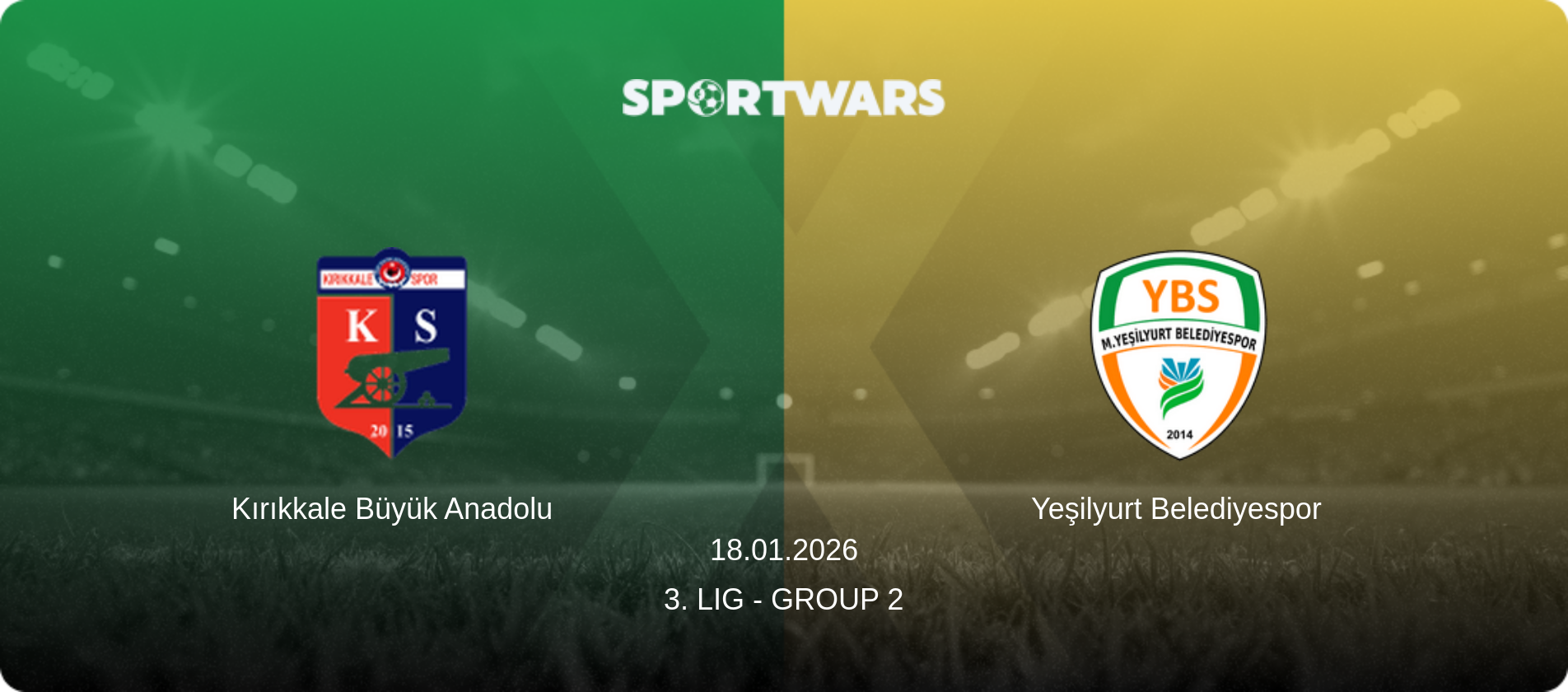 Kırıkkale Büyük Anadolu — Yeşilyurt Belediyespor, 18.01.2026 — 3. Lig - Group 2 (match preview)