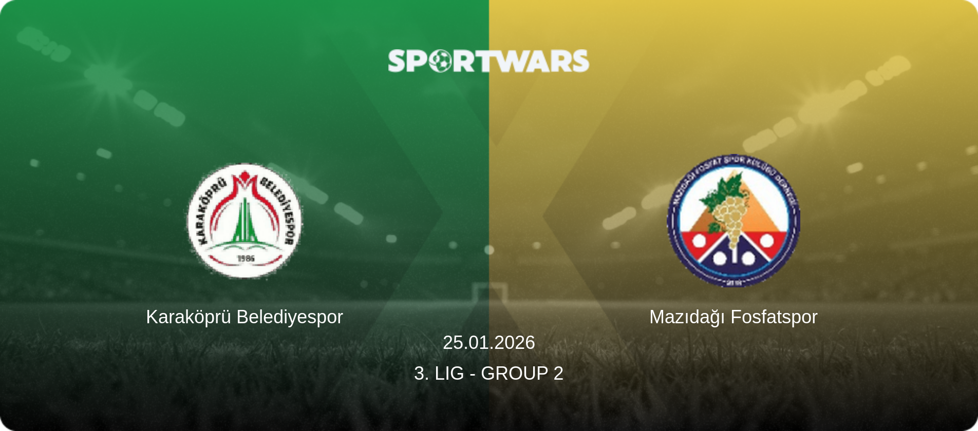 Karaköprü Belediyespor — Mazıdağı Fosfatspor, 25.01.2026 — 3. Lig - Group 2 (match preview)