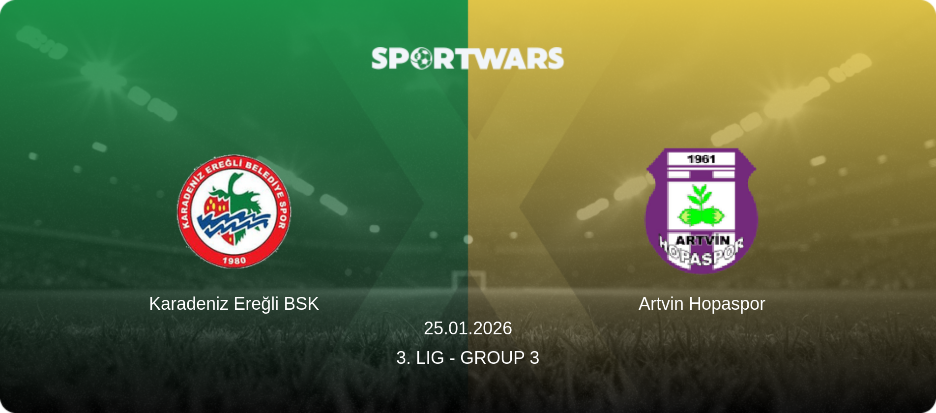 Karadeniz Ereğli BSK — Artvin Hopaspor, 25.01.2026 — 3. Lig - Group 3 (match preview)