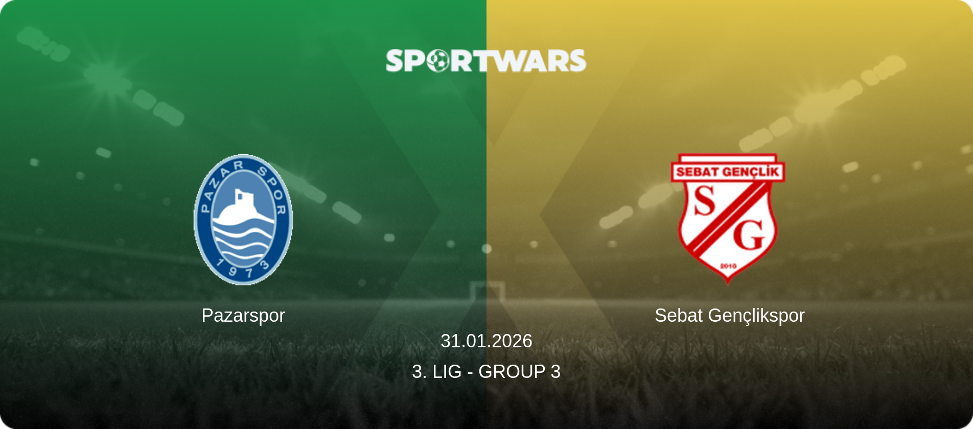 Pazarspor — Sebat Gençlikspor, 31.01.2026 — 3. Lig - Group 3 (match preview)