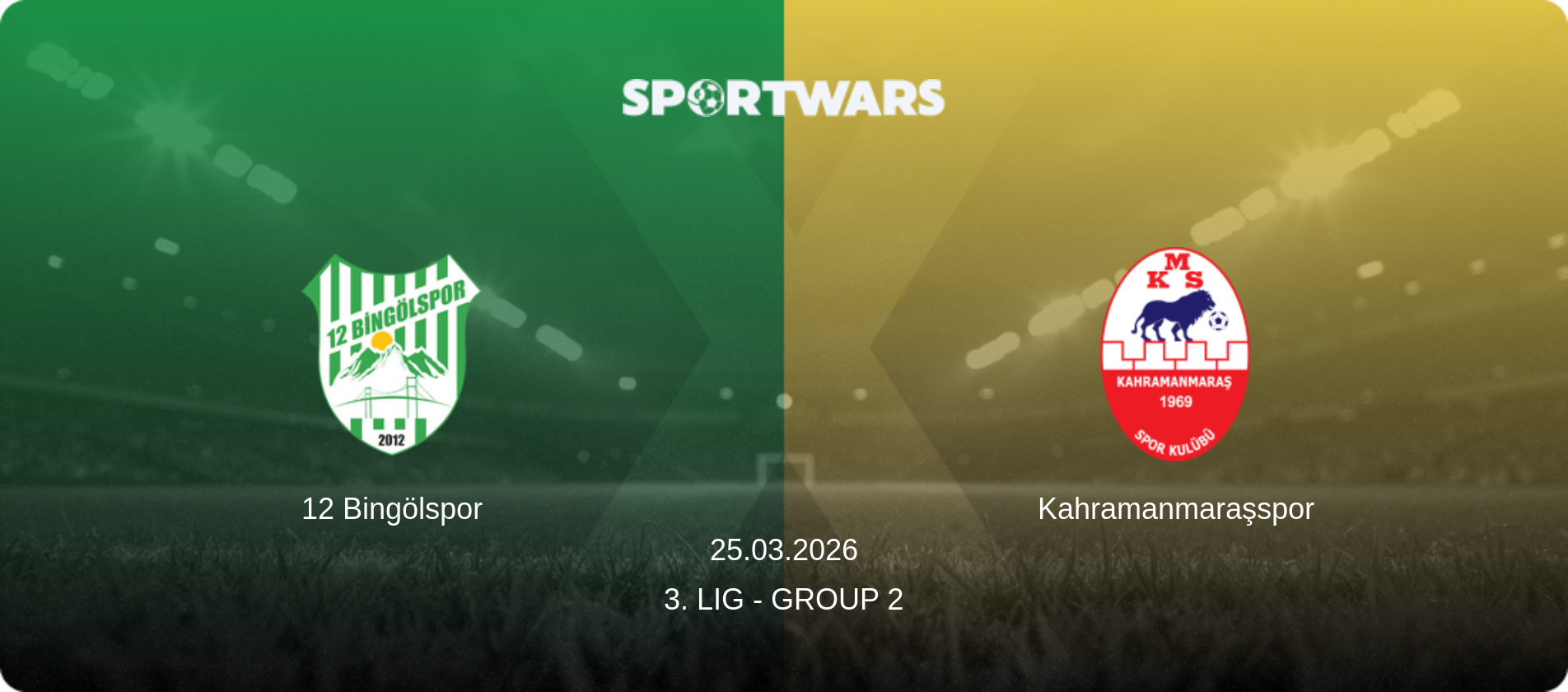 12 Bingölspor — Kahramanmaraşspor, 25.03.2026 — 3. Lig - Group 2 (match preview)