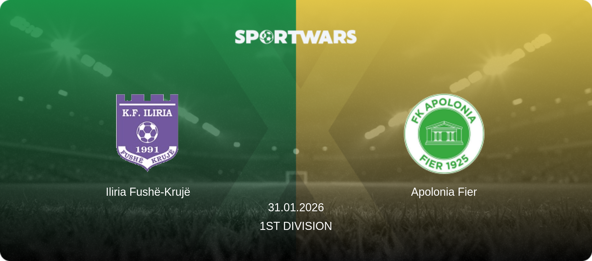 Iliria Fushë-Krujë — Apolonia Fier, 31.01.2026 — 1st Division (match preview)