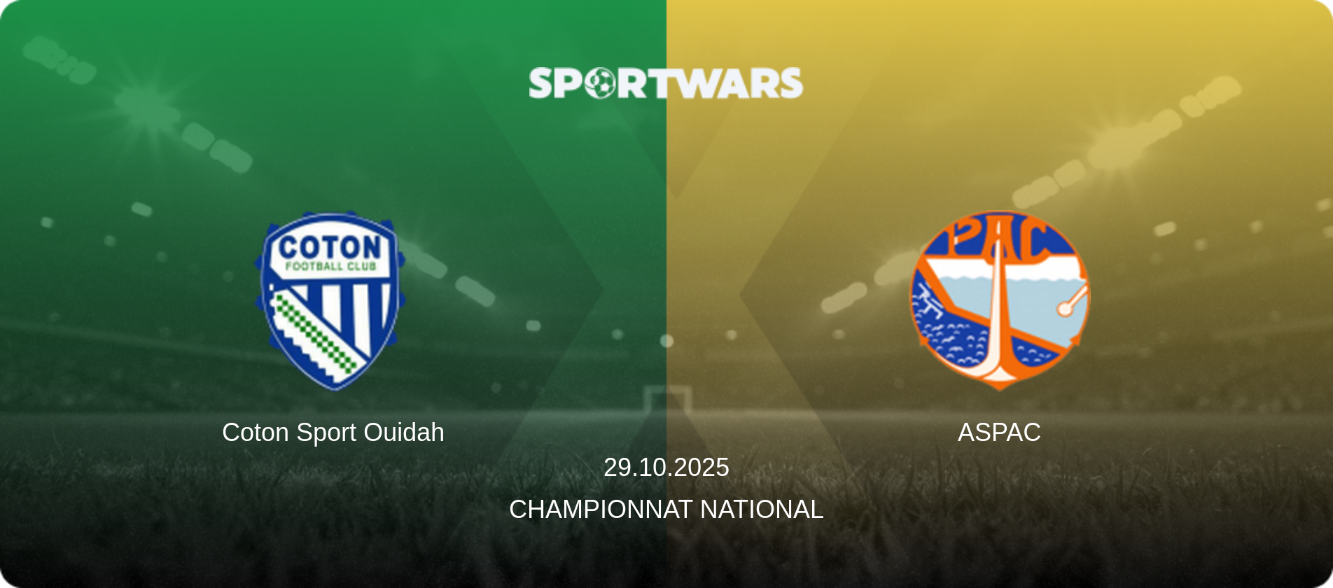 Coton Sport Ouidah — ASPAC, 29.10.2025 — Championnat National (match preview)