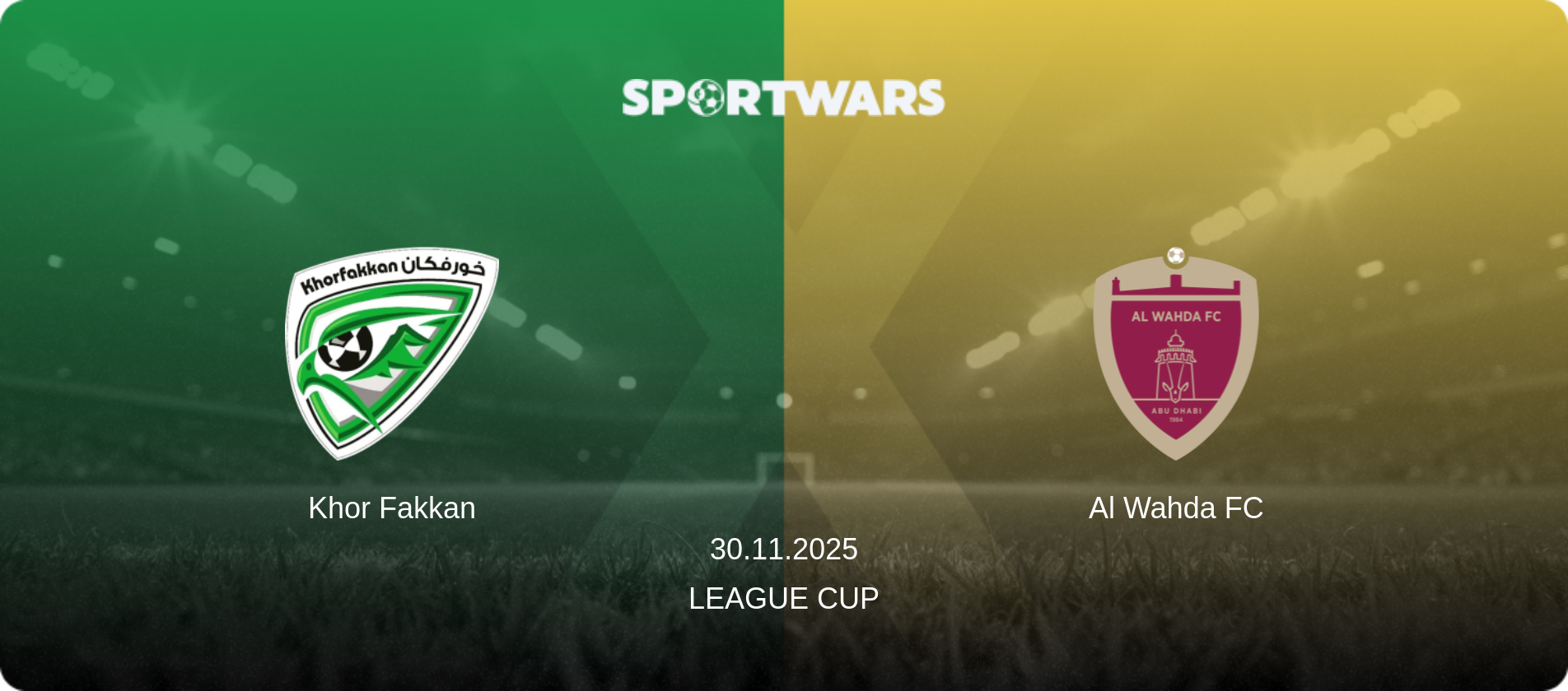 Khor Fakkan — Al Wahda FC, 30.11.2025 — League Cup (match preview)
