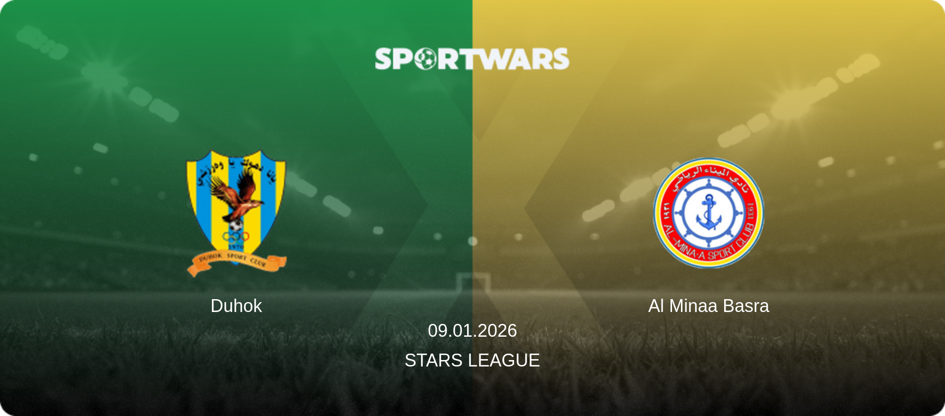 Duhok — Al Minaa Basra, 09.01.2026 — Stars League (match preview)