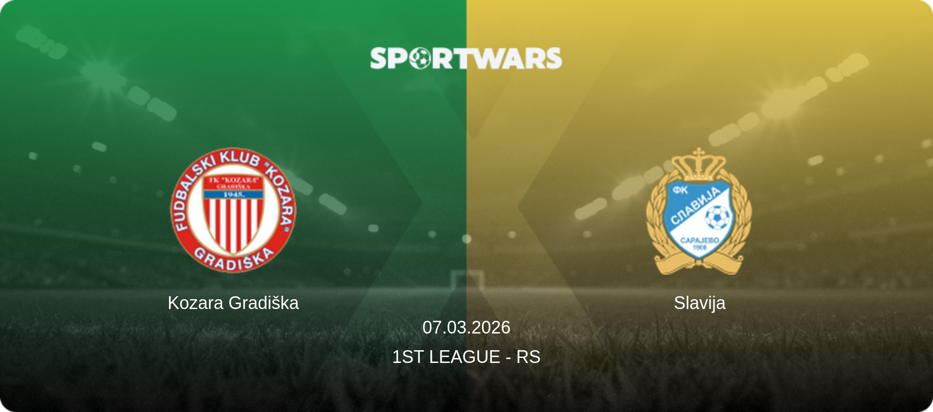 Kozara Gradiška — Slavija, 07.03.2026 — 1st League - RS (match preview)