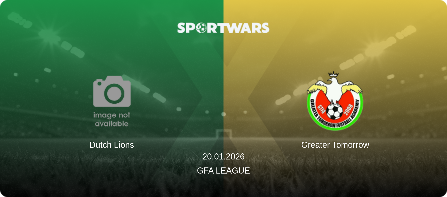 Dutch Lions — Greater Tomorrow, 20.01.2026 — GFA League (match preview)