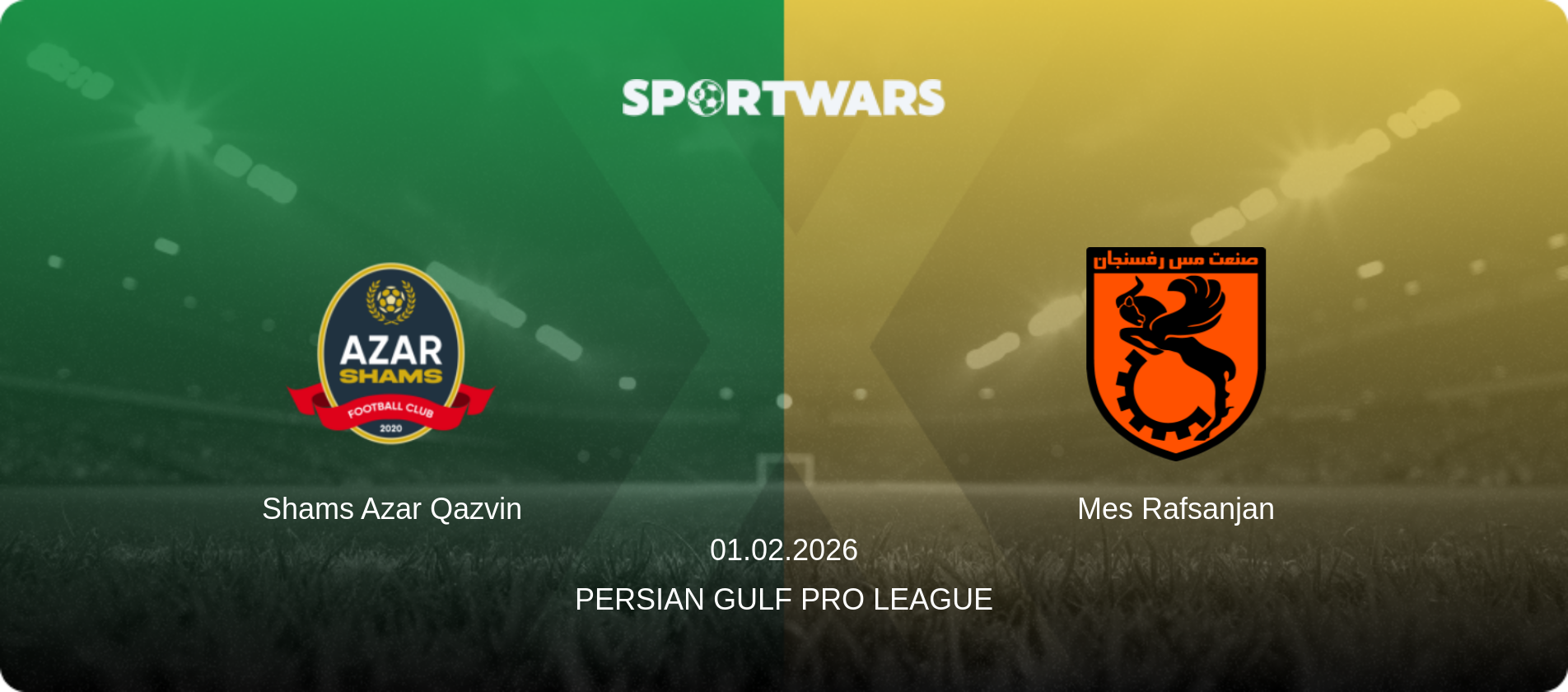 Shams Azar Qazvin — Mes Rafsanjan, 01.02.2026 — Persian Gulf Pro League (match preview)