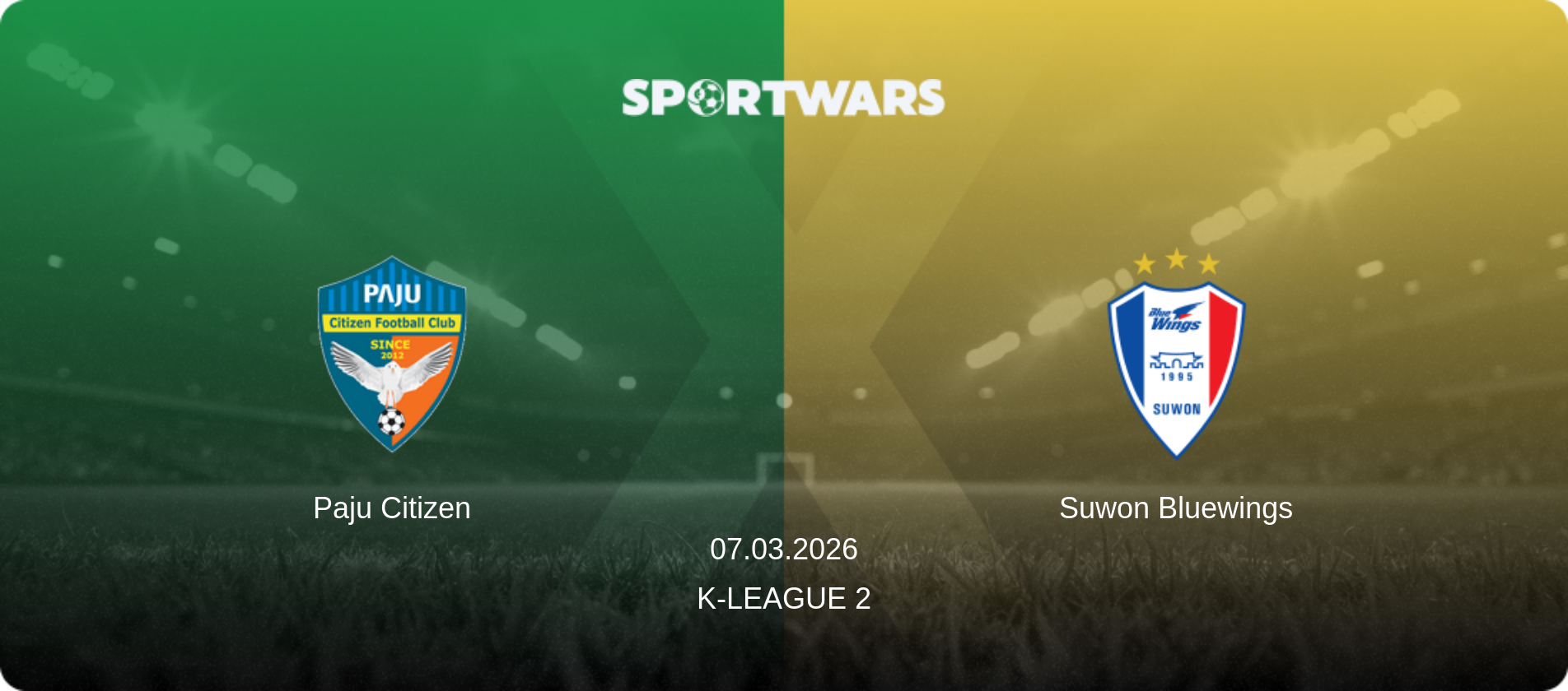 Paju Citizen — Suwon Bluewings, 07.03.2026 — K-League 2 (match preview)