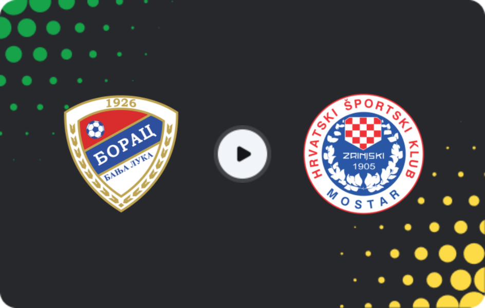 Where to watch Borac Banja Luka — Zrinjski, Premijer Liga, 12.11.2025