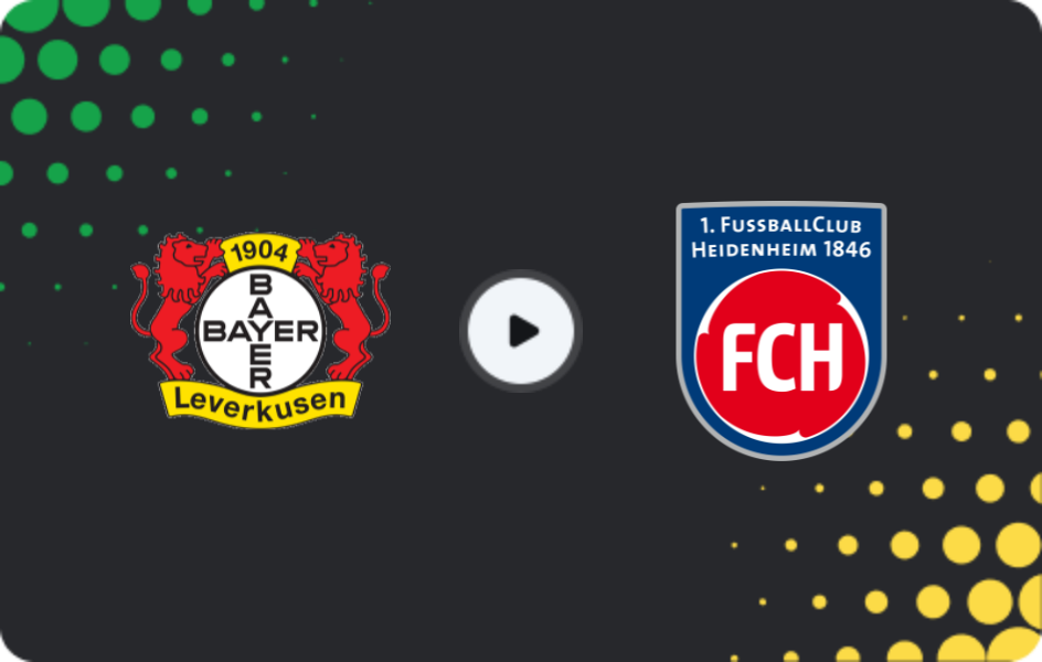 Where to watch Bayer Leverkusen — Heidenheim, Bundesliga, 08.11.2025