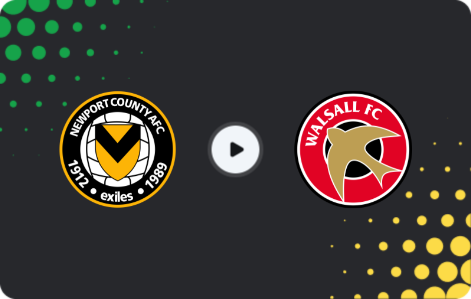 Where to watch Newport County — Walsall, League Two, 08.11.2025