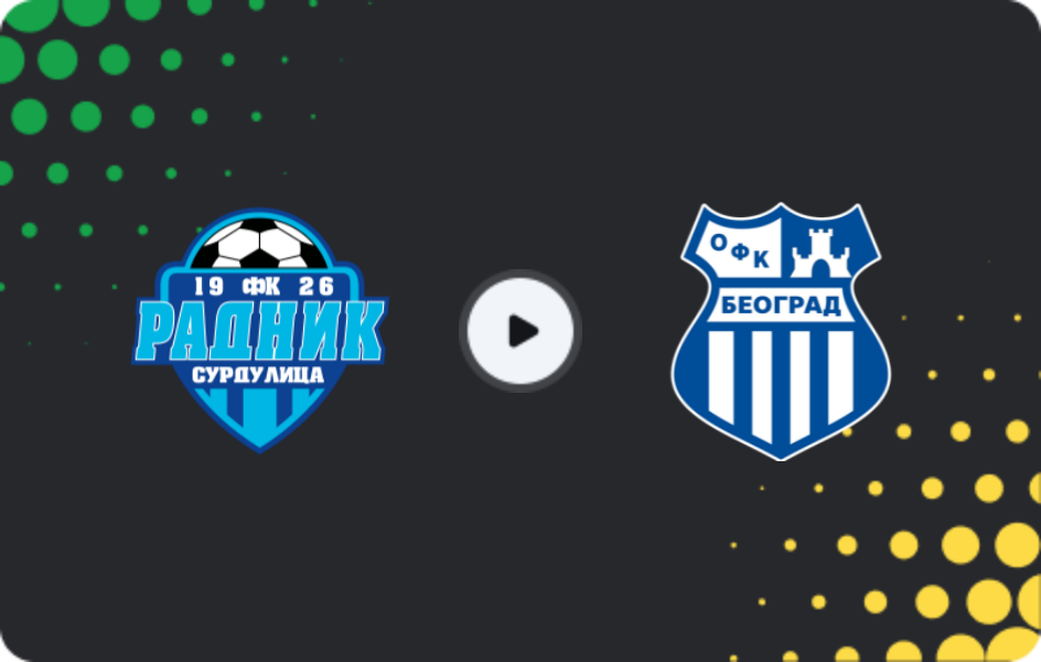 Where to watch Radnik Surdulica — OFK Beograd, Super Liga, 08.11.2025