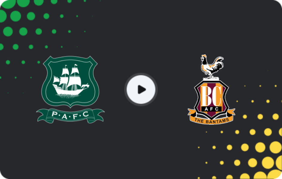 Where to watch Plymouth Argyle — Bradford City, League One, 15.11.2025
