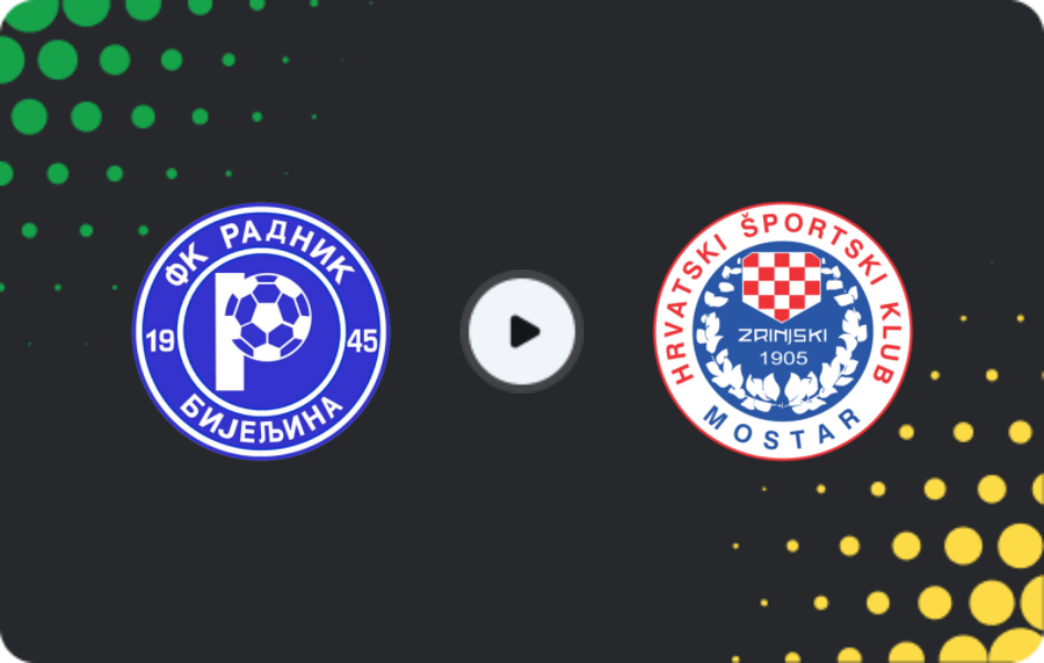 Where to watch Radnik Bijeljina — Zrinjski, Premijer Liga, 22.11.2025