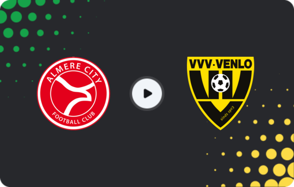 Where to watch Almere City FC — VVV Venlo, Eerste Divisie, 24.11.2025