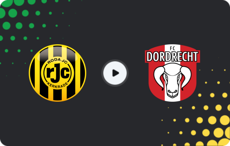 Where to watch Roda — Dordrecht, Eerste Divisie, 25.11.2025