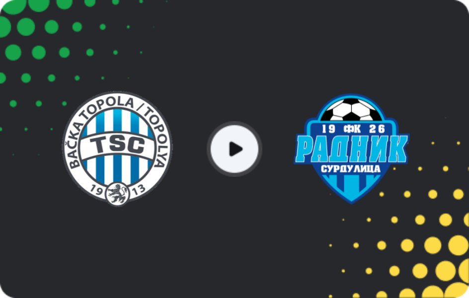 Where to watch Backa Topola — Radnik Surdulica, Super Liga, 29.11.2025
