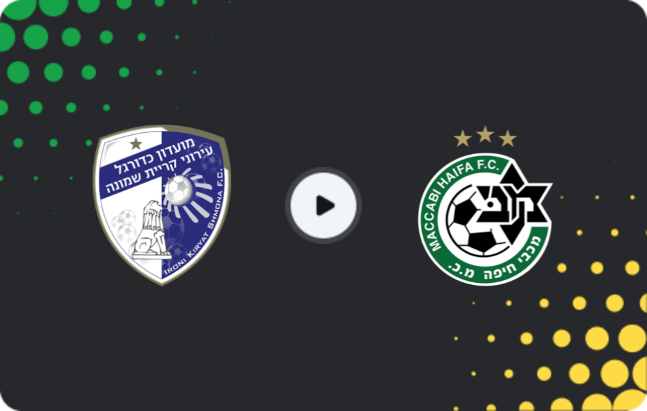 Where to watch Ironi Kiryat Shmona — Maccabi Haifa, Ligat Ha'al, 06.12.2025
