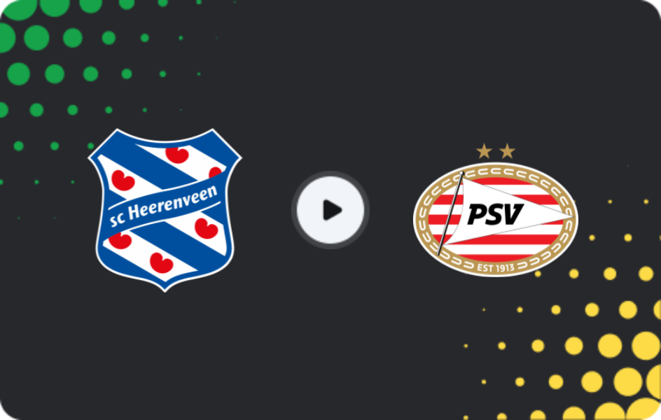 Where to watch Heerenveen — PSV Eindhoven, Eredivisie, 06.12.2025