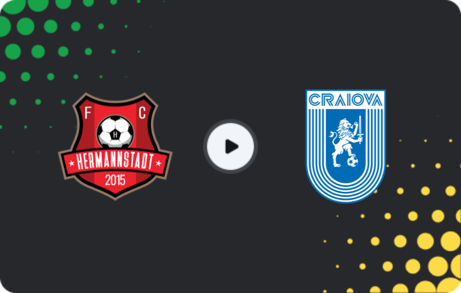 Where to watch Hermannstadt — Universitatea Craiova, Liga I, 13.12.2025
