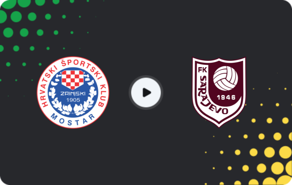 Where to watch Zrinjski — FK Sarajevo, Premijer Liga, 13.12.2025