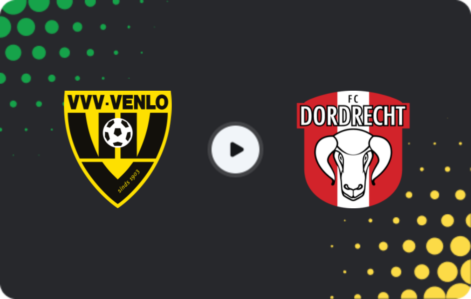 Where to watch VVV Venlo — Dordrecht, Eerste Divisie, 19.12.2025