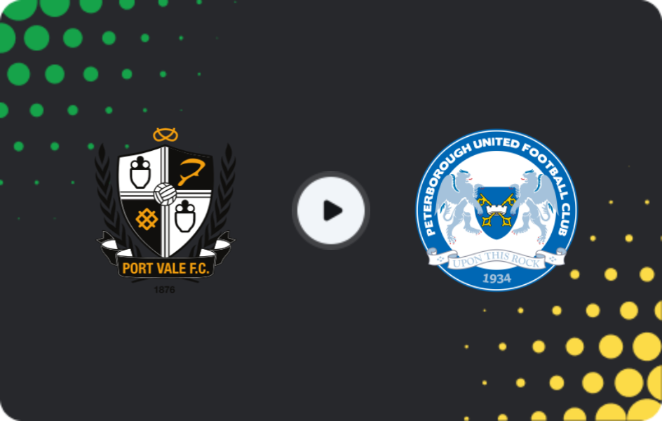Where to watch Port Vale — Peterborough, League One, 20.12.2025