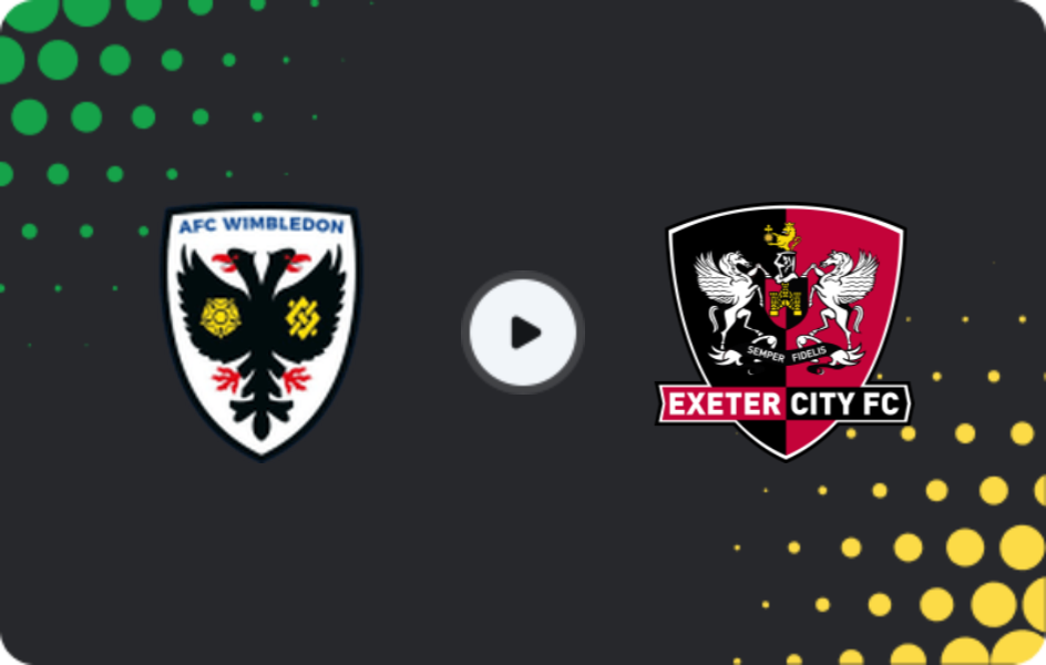 Where to watch AFC Wimbledon — Exeter City, League One, 29.12.2025